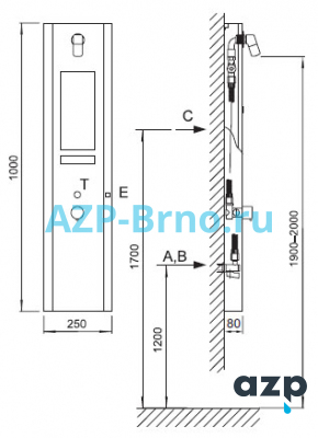 Душевая панель с пьезо кнопкой AUS 3P AZP Brno Чехия (фото, схема) Душевая панель с пьезо кнопкой AUS 3P AZP Brno Чехия (фото, схема)